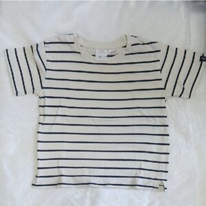 Zara Kids Cream and Black Striped Tee